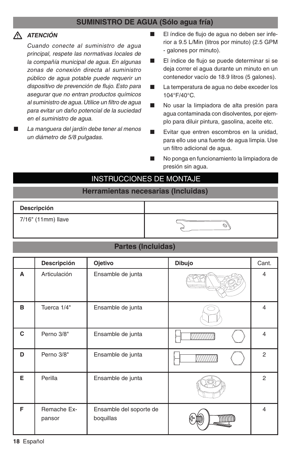 Suministro de agua (sólo agua fría) | Karcher G 3200 XH User Manual | Page 18 / 44