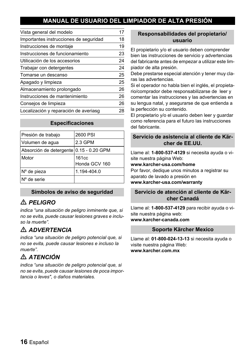 Karcher G 2600 VH User Manual | Page 16 / 43
