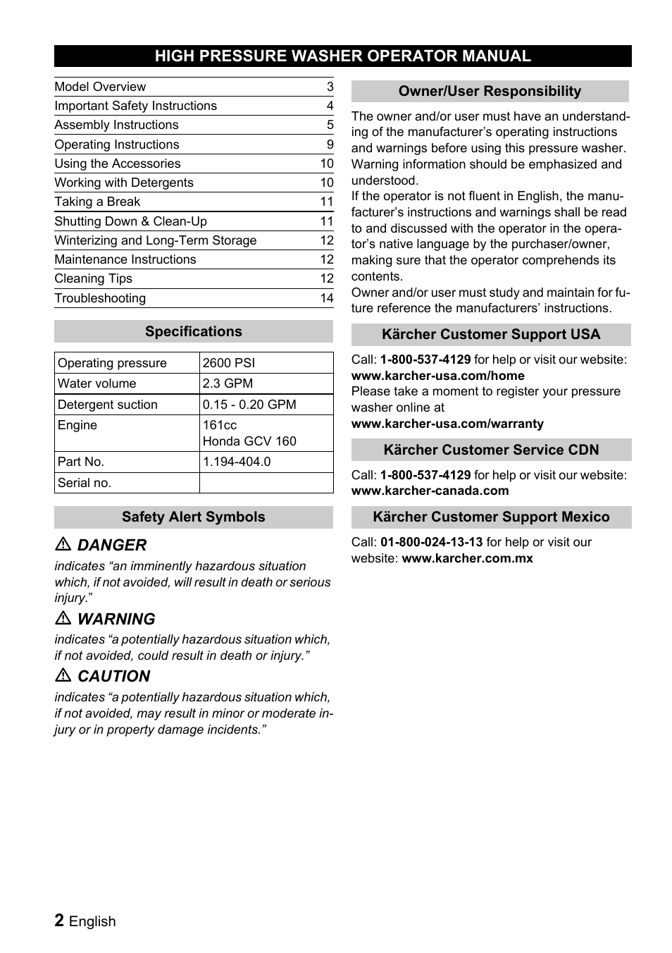 Karcher G 2600 VH User Manual | Page 2 / 43