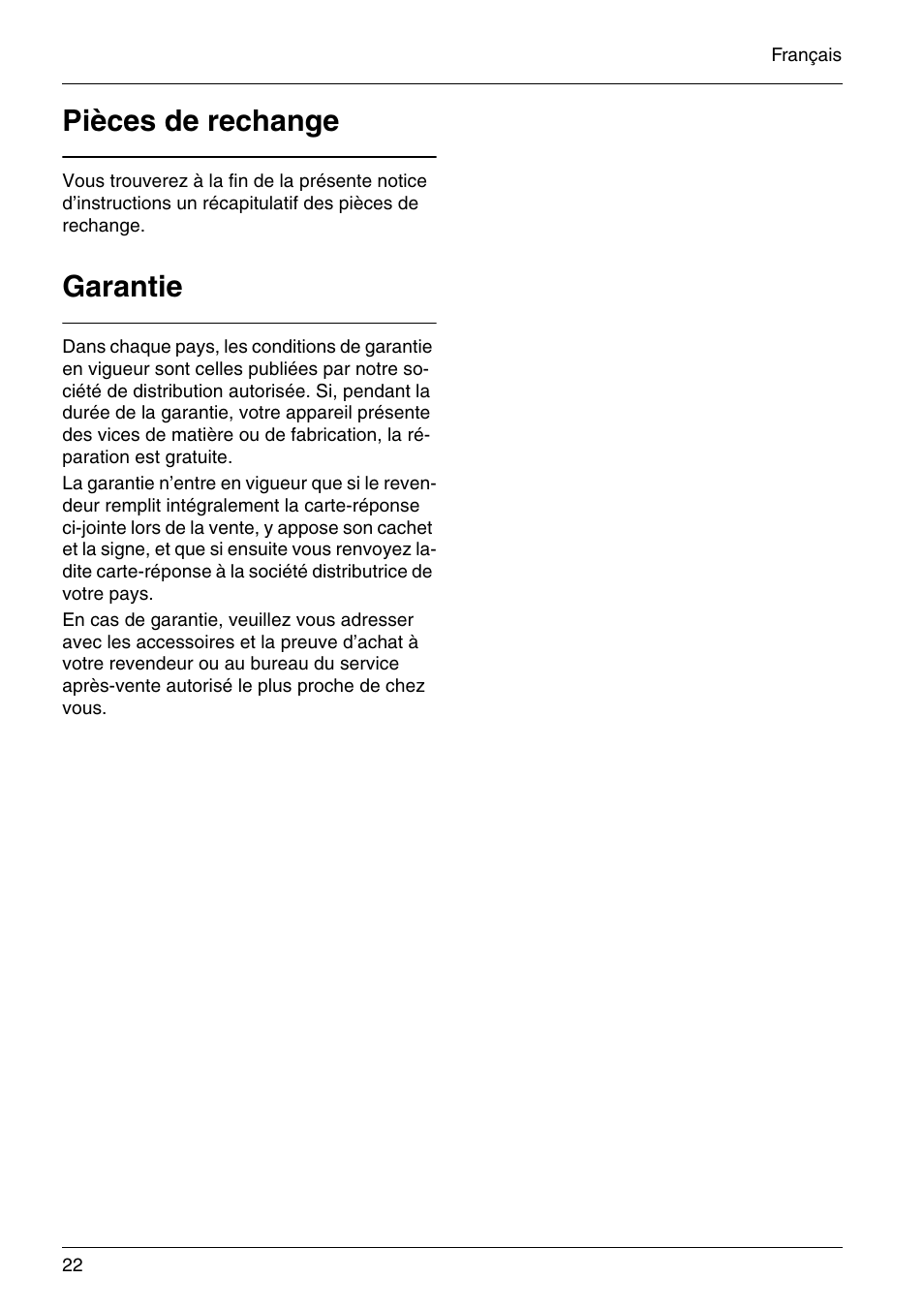 Pièces de rechange, Garantie | Karcher HD 3-7-22-4S Eg User Manual | Page 22 / 34