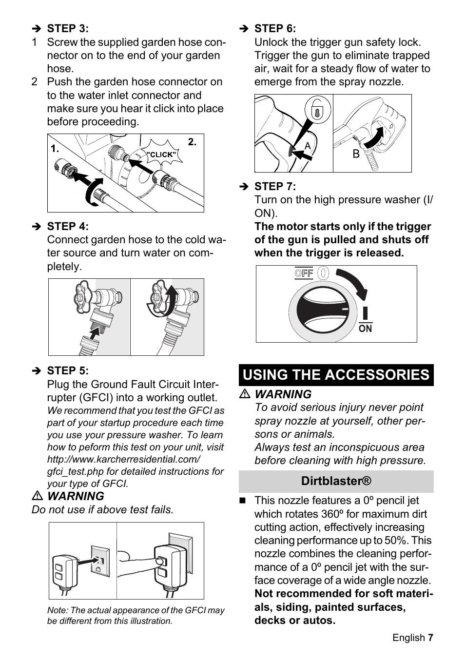 Using the accessories | Karcher K 2-26 M Plus User Manual | Page 7 / 48
