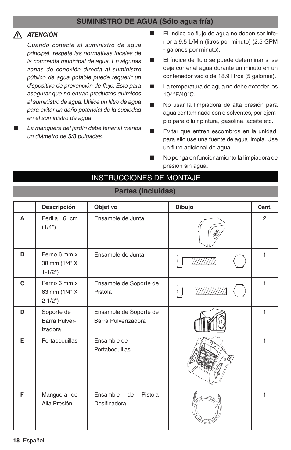 Partes (incluidas) | Karcher G 2800 FH User Manual | Page 18 / 44