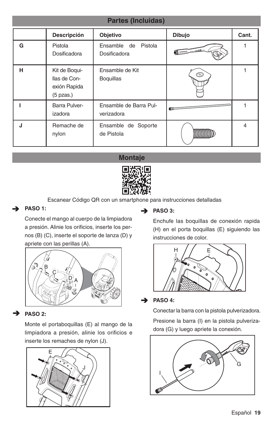 Montaje partes (incluidas) | Karcher G 2800 FH User Manual | Page 19 / 44