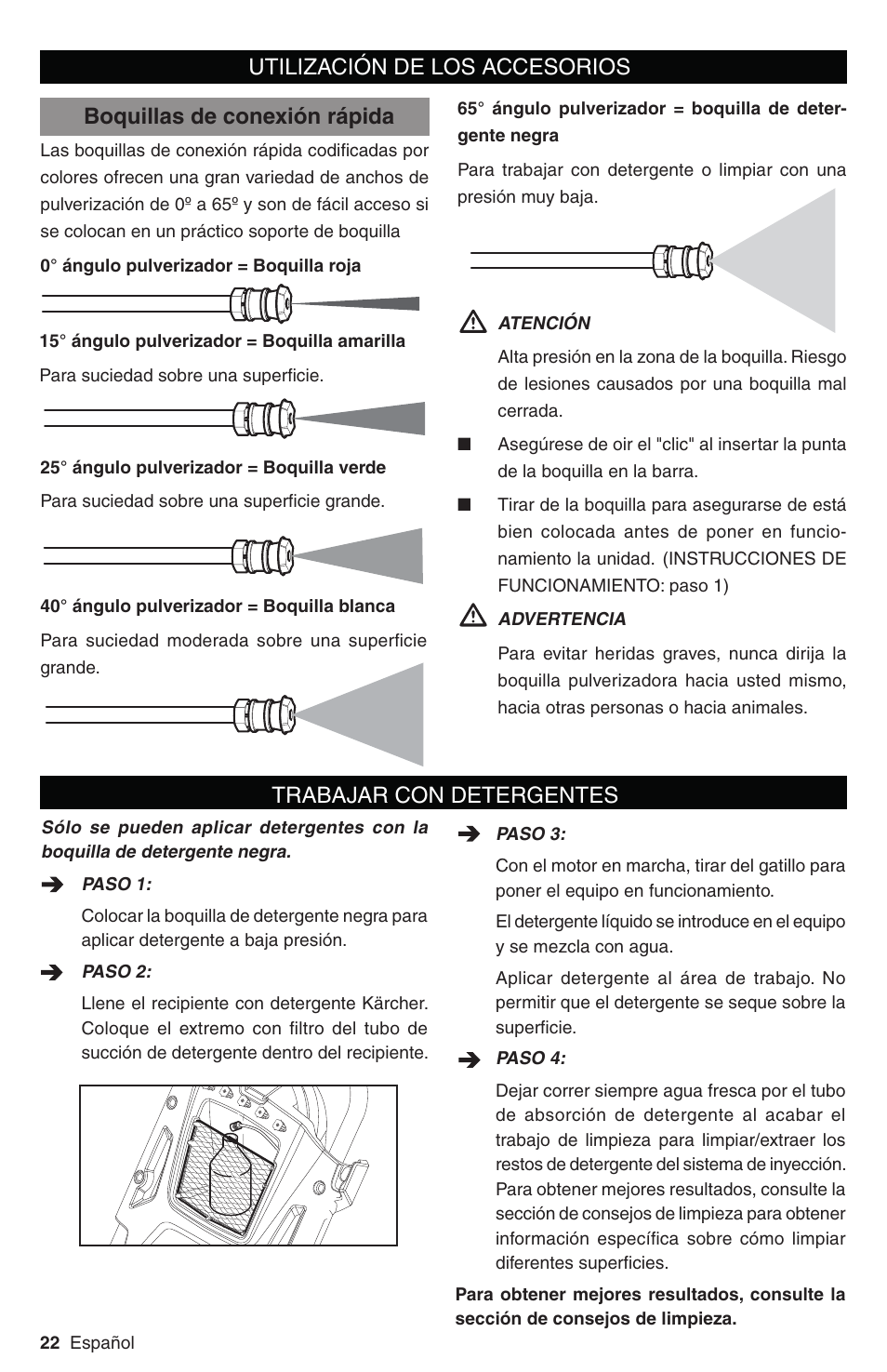 Boquillas de conexión rápida | Karcher G 2800 FH User Manual | Page 22 / 44