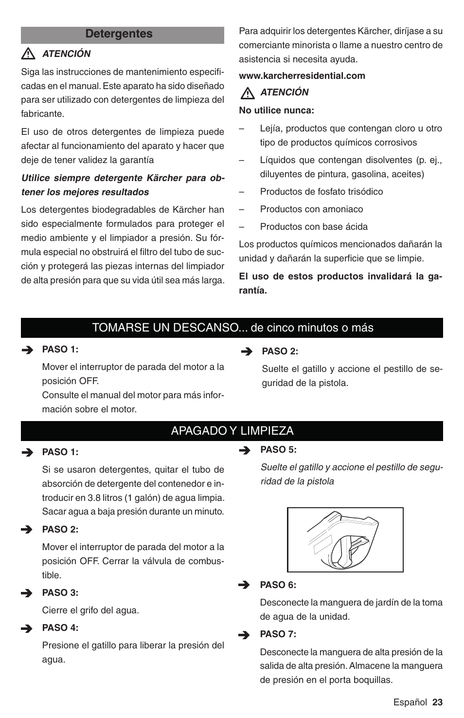 Detergentes | Karcher G 2800 FH User Manual | Page 23 / 44