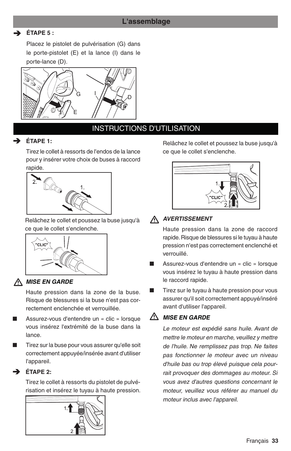 L'assemblage instructions d'utilisation | Karcher G 2800 FH User Manual | Page 33 / 44