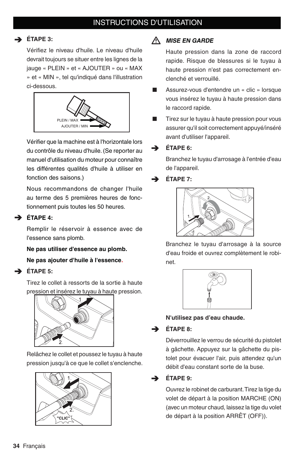 Instructions d'utilisation | Karcher G 2800 FH User Manual | Page 34 / 44