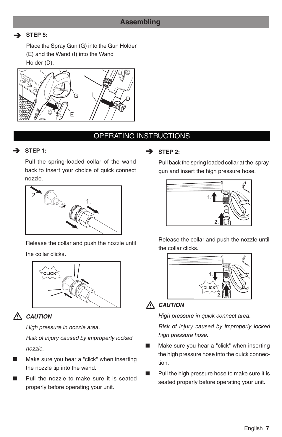 Assembling, Operating instructions | Karcher G 2800 FH User Manual | Page 7 / 44