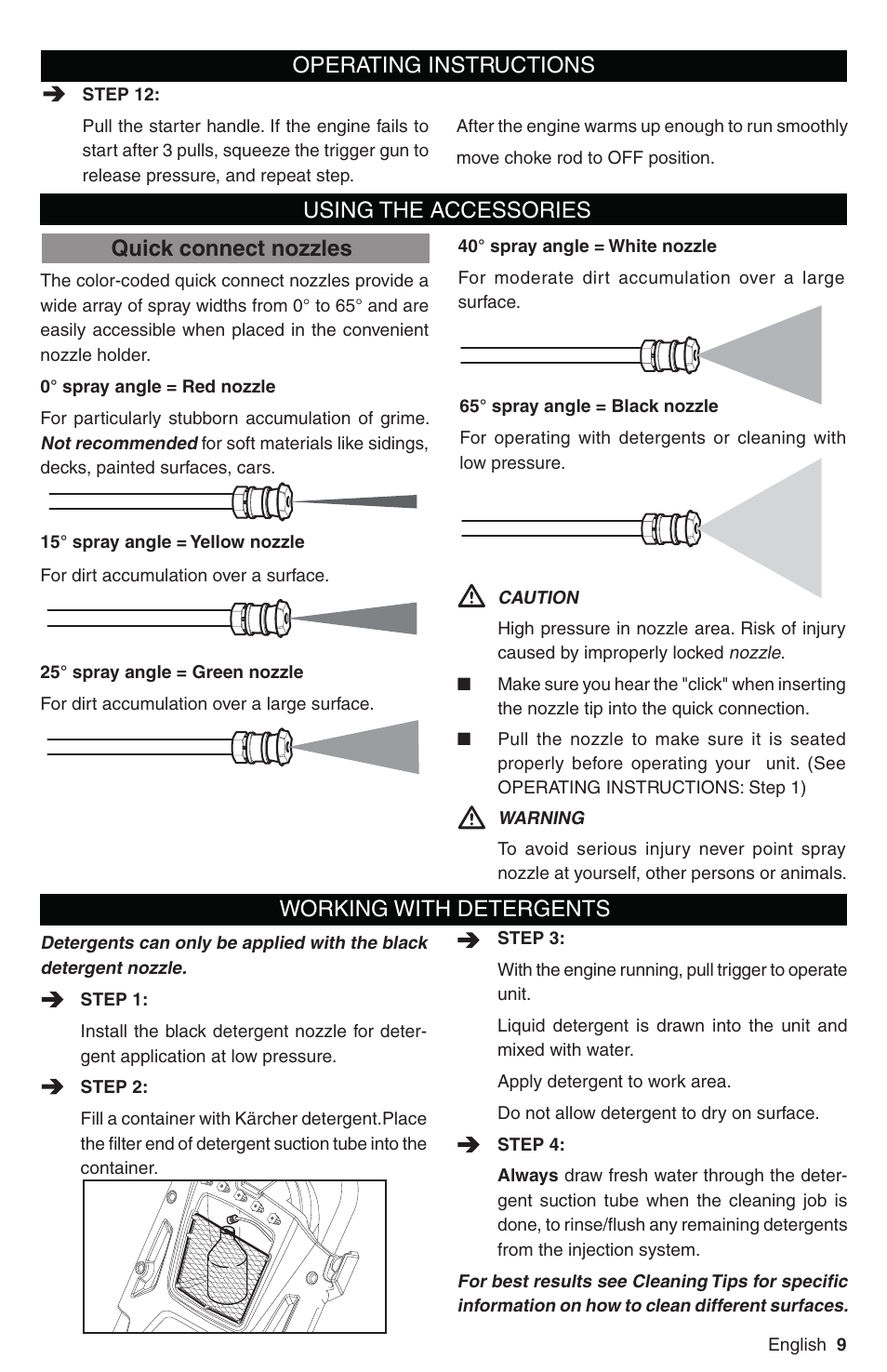 Quick connect nozzles | Karcher G 2800 FH User Manual | Page 9 / 44