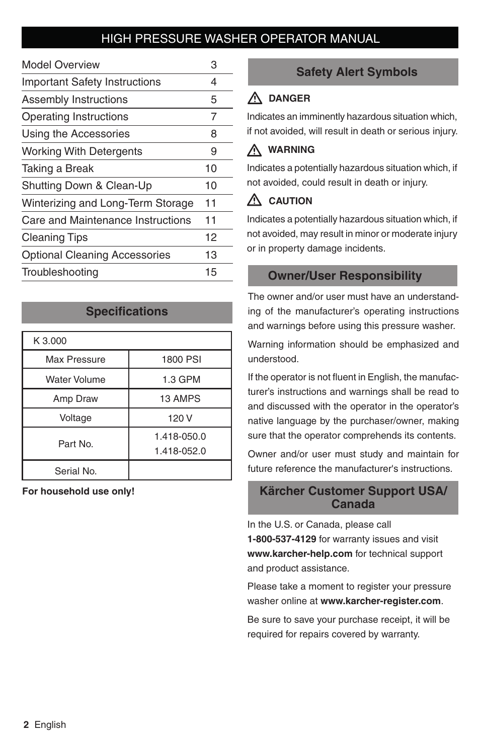 Karcher K 3 Follow Me User Manual | Page 2 / 46