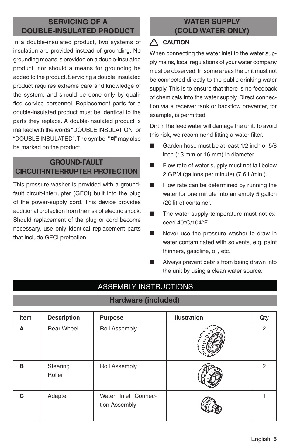 Assembly instructions hardware (included) | Karcher K 3 Follow Me User Manual | Page 5 / 46