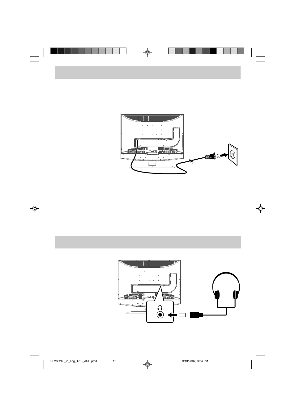 Connections using headphones | Audiovox FPE2607 User Manual | Page 13 / 22