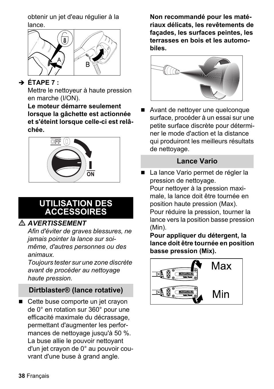 Utilisation des accessoires | Karcher K 2-150 User Manual | Page 38 / 48