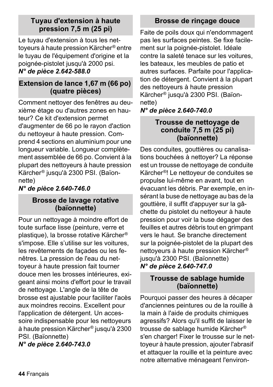 Karcher K 2-150 User Manual | Page 44 / 48