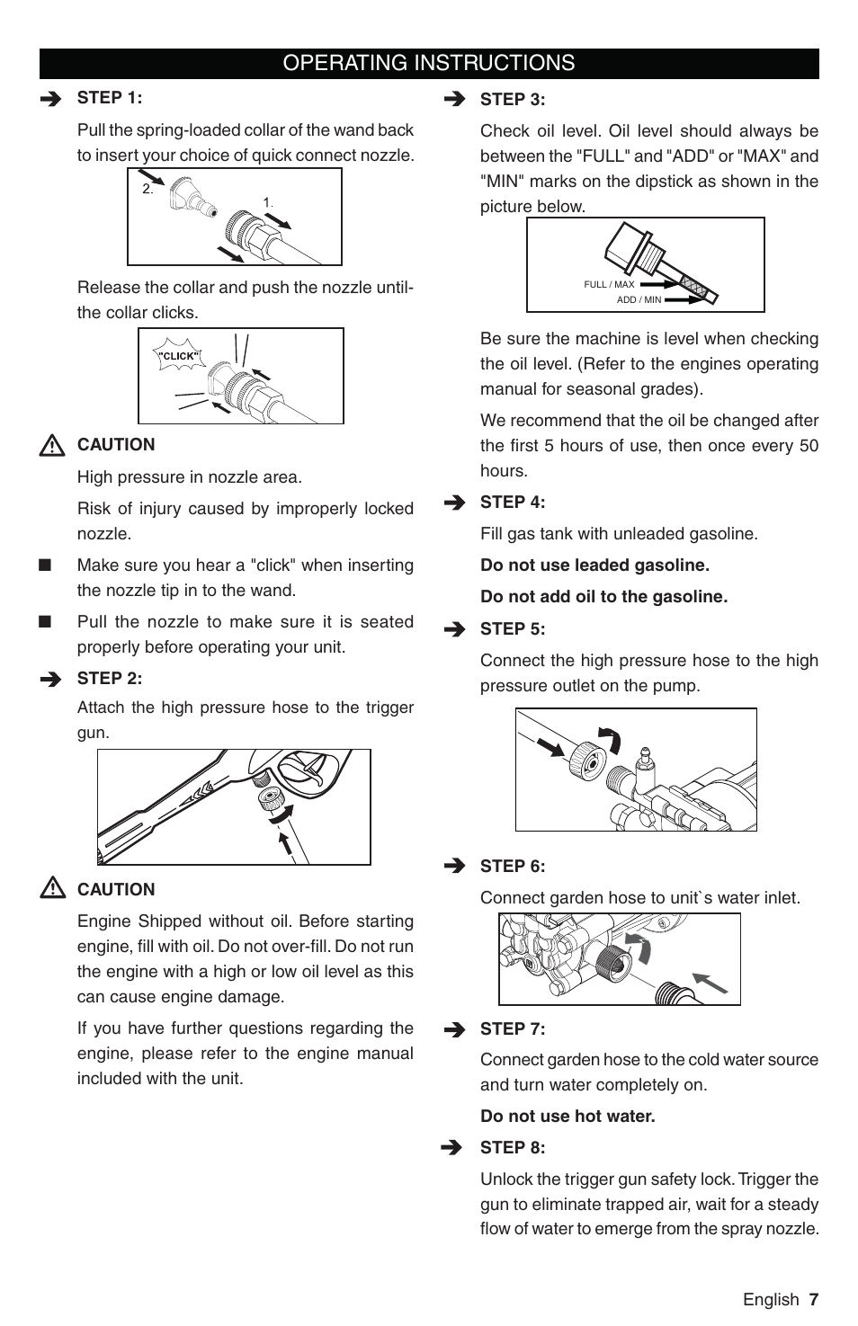 Operating instructions | Karcher G 3050 OHC User Manual | Page 7 / 42