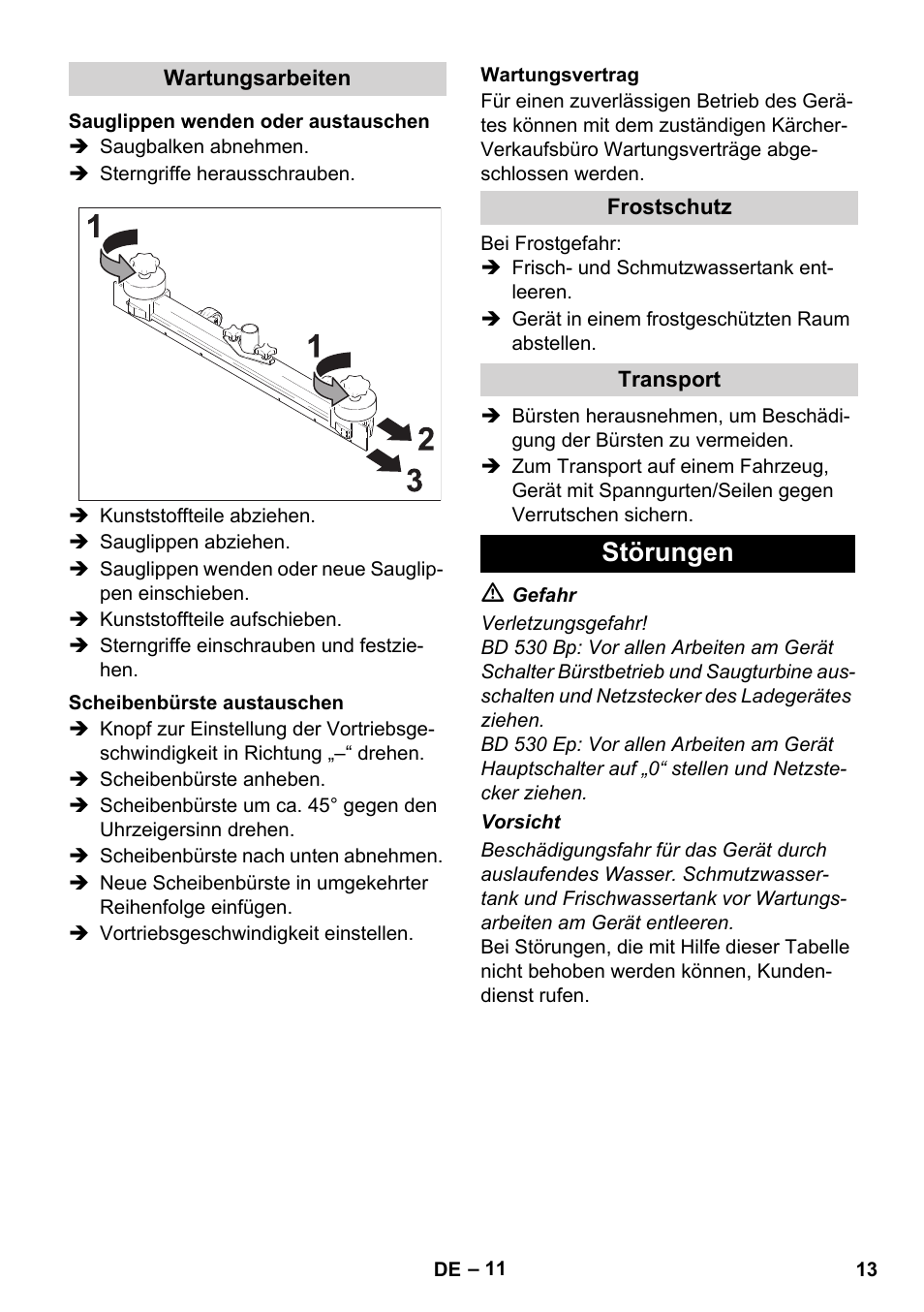 Störungen | Karcher BD 530 Bp User Manual | Page 13 / 124