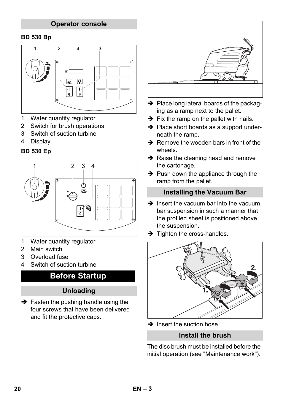 Before startup | Karcher BD 530 Bp User Manual | Page 20 / 124