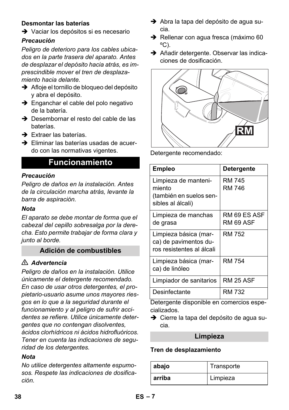 Funcionamiento | Karcher BD 530 Bp User Manual | Page 38 / 124