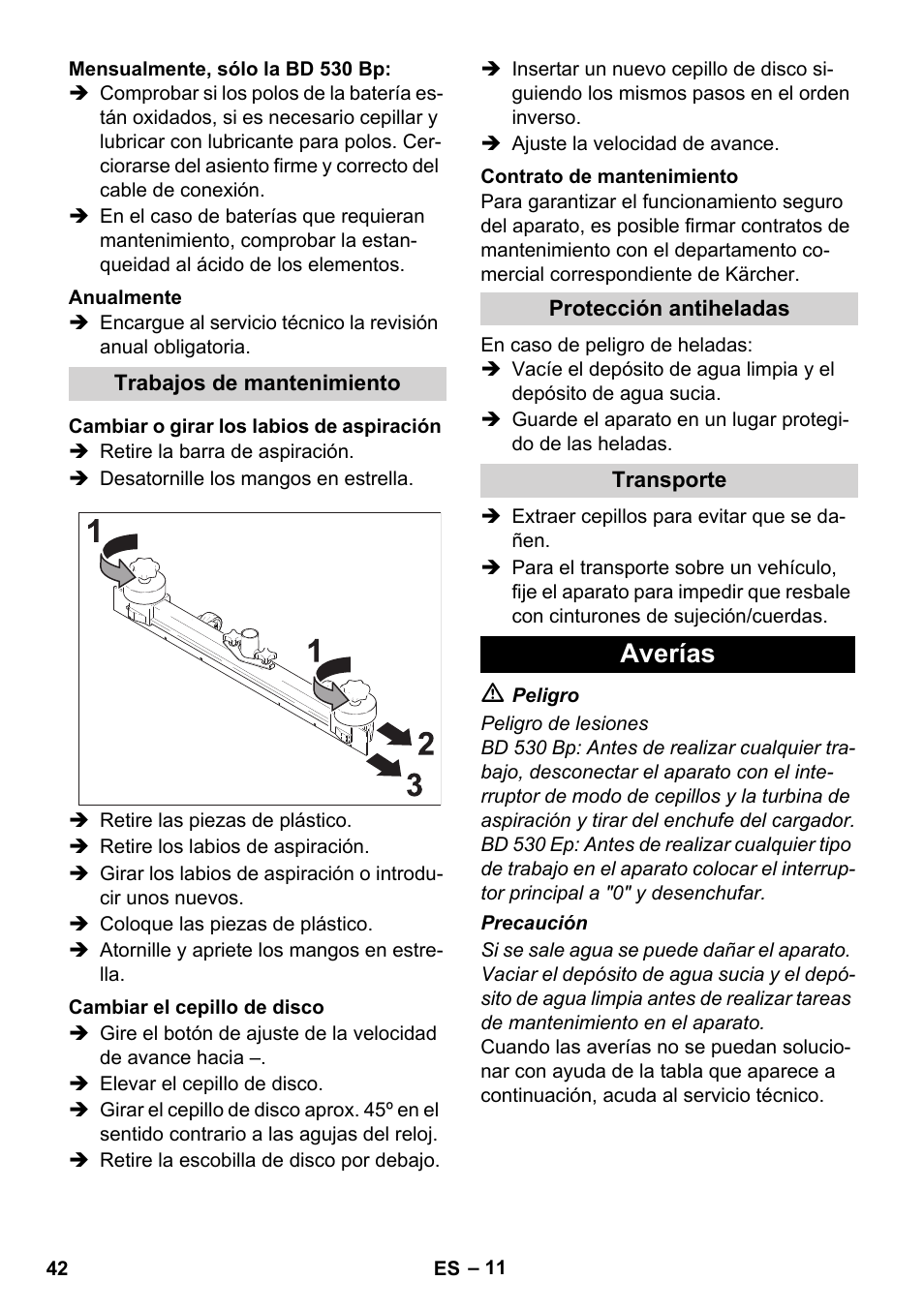 Averías | Karcher BD 530 Bp User Manual | Page 42 / 124