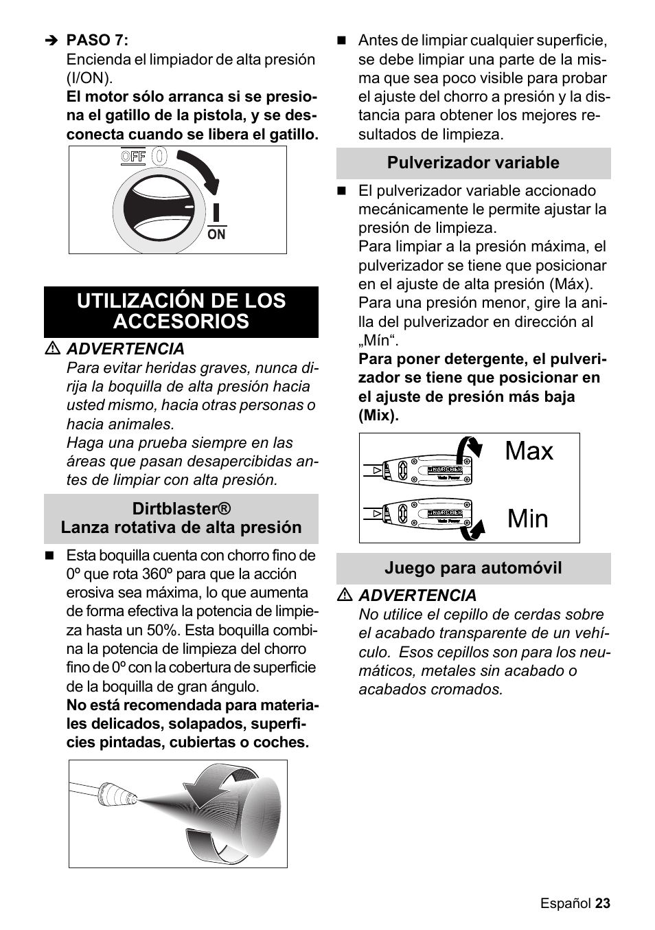 Utilización de los accesorios | Karcher K 2-27 CCK User Manual | Page 23 / 52
