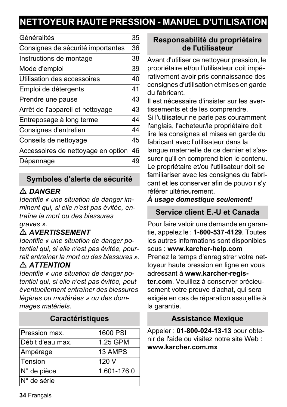 Nettoyeur haute pression - manuel d'utilisation | Karcher K 2-27 CCK User Manual | Page 34 / 52