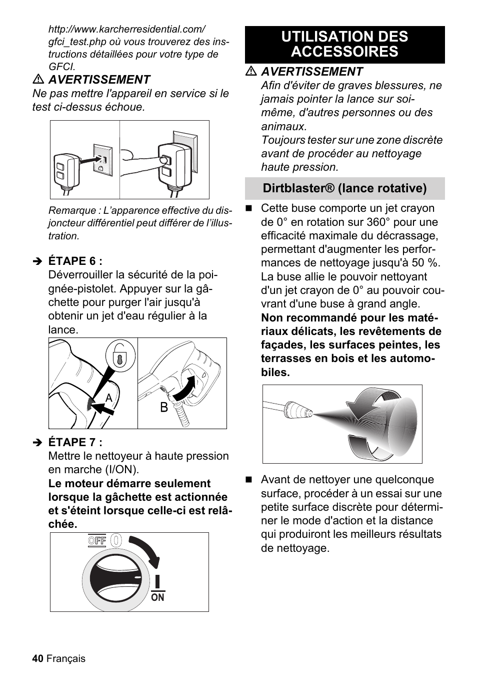 Utilisation des accessoires | Karcher K 2-27 CCK User Manual | Page 40 / 52