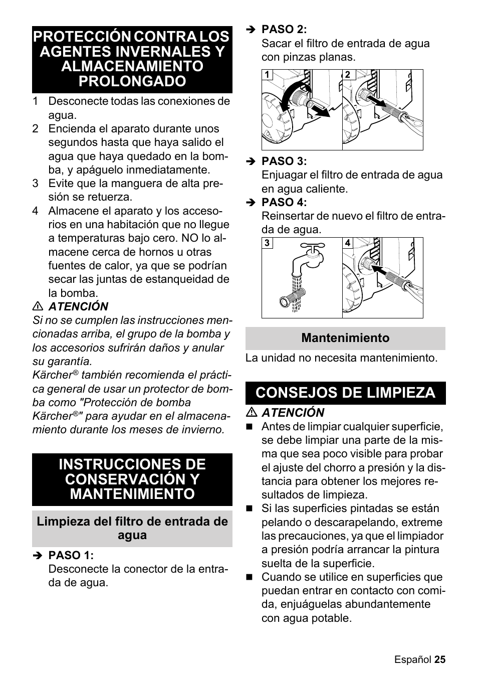 Consejos de limpieza | Karcher K 2-27 CCK User Manual | Page 25 / 48