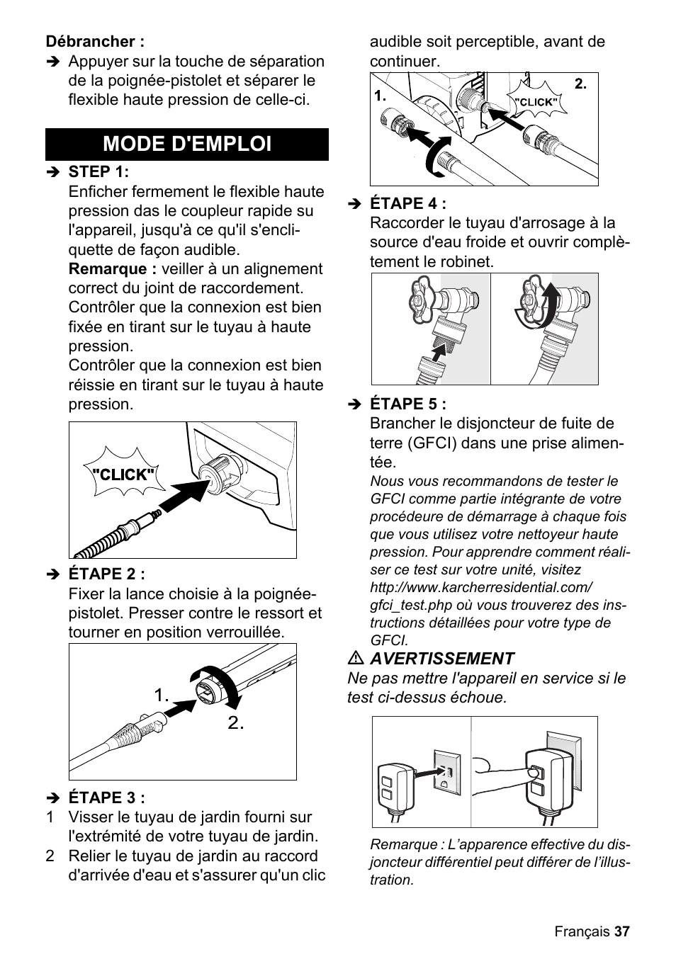 Mode d'emploi | Karcher K 2-27 CCK User Manual | Page 37 / 48