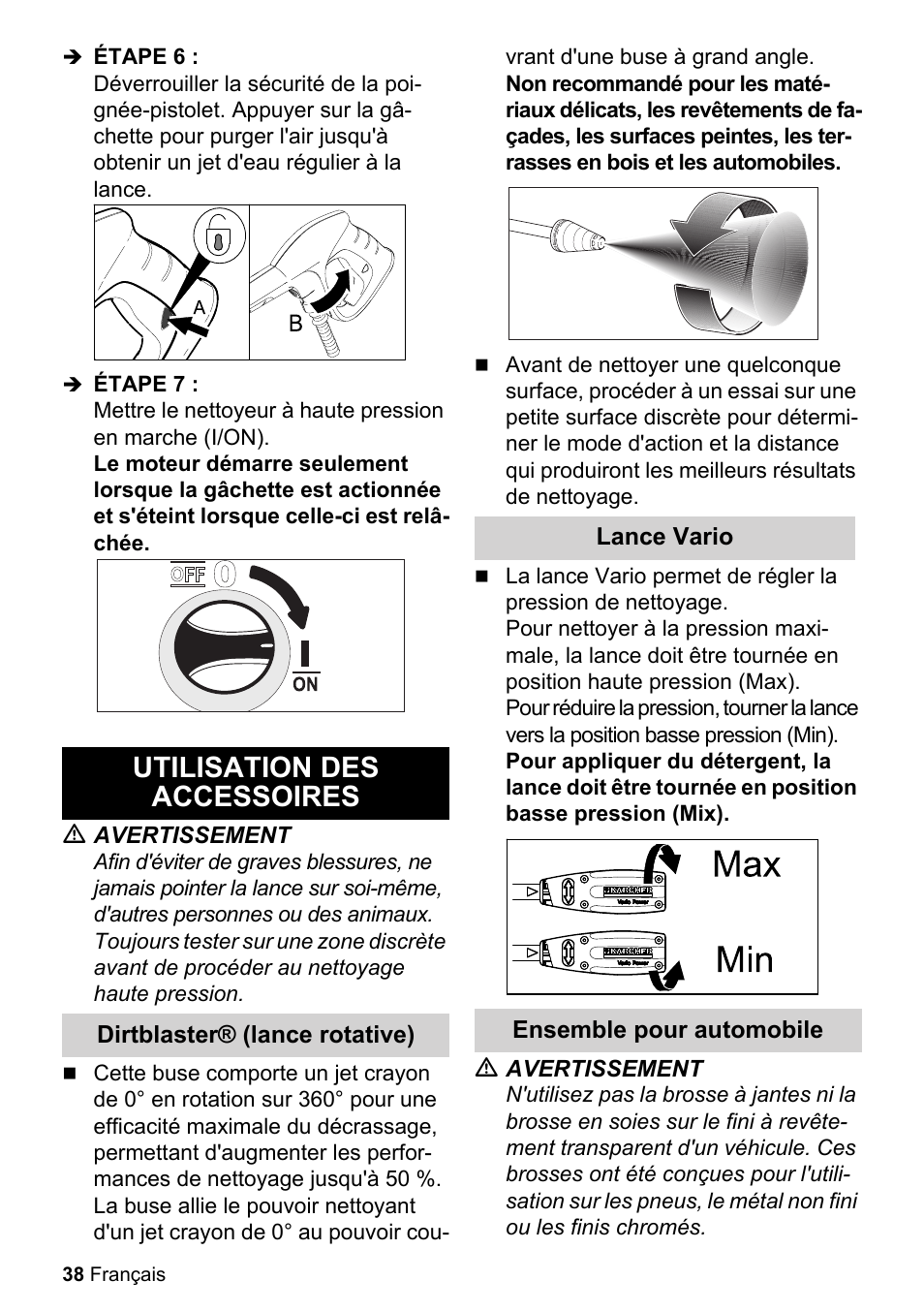 Utilisation des accessoires | Karcher K 2-27 CCK User Manual | Page 38 / 48