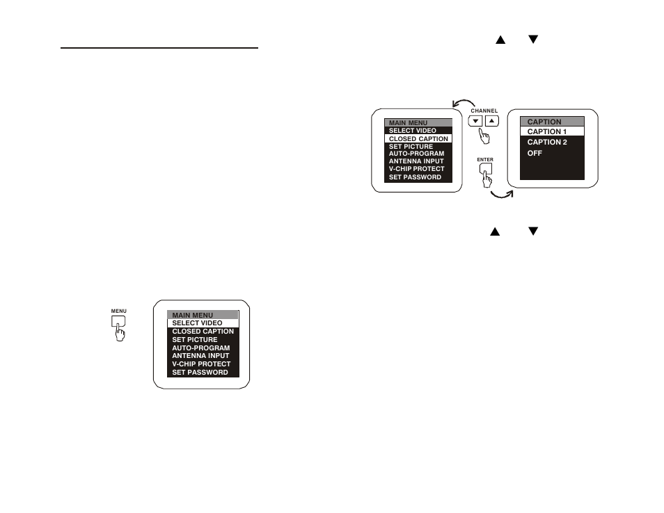 Setting closed captioning | Audiovox VOH1502 User Manual | Page 12 / 24