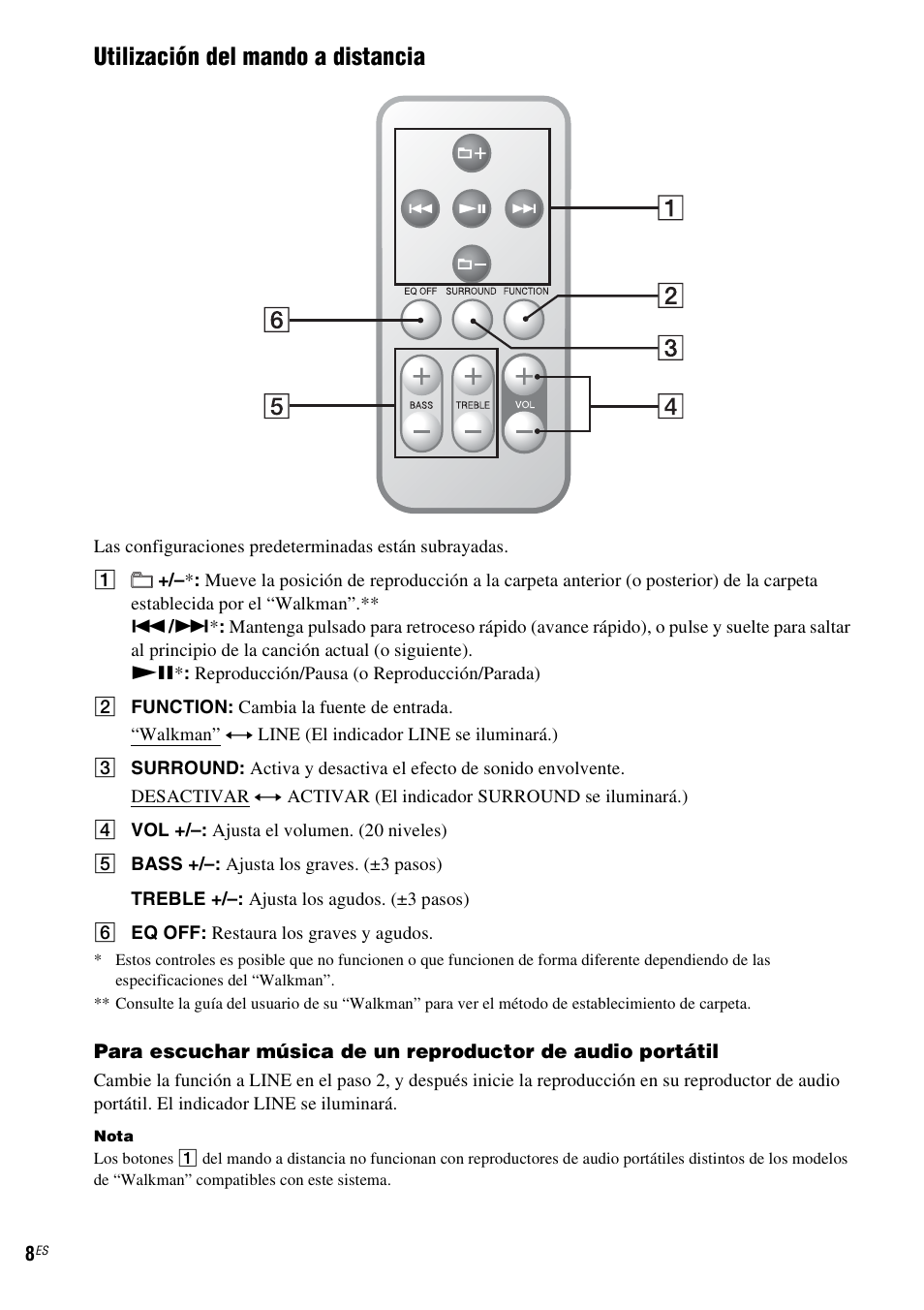 Utilización del mando a distancia | Sony CPF-NW001 User Manual | Page 24 / 100