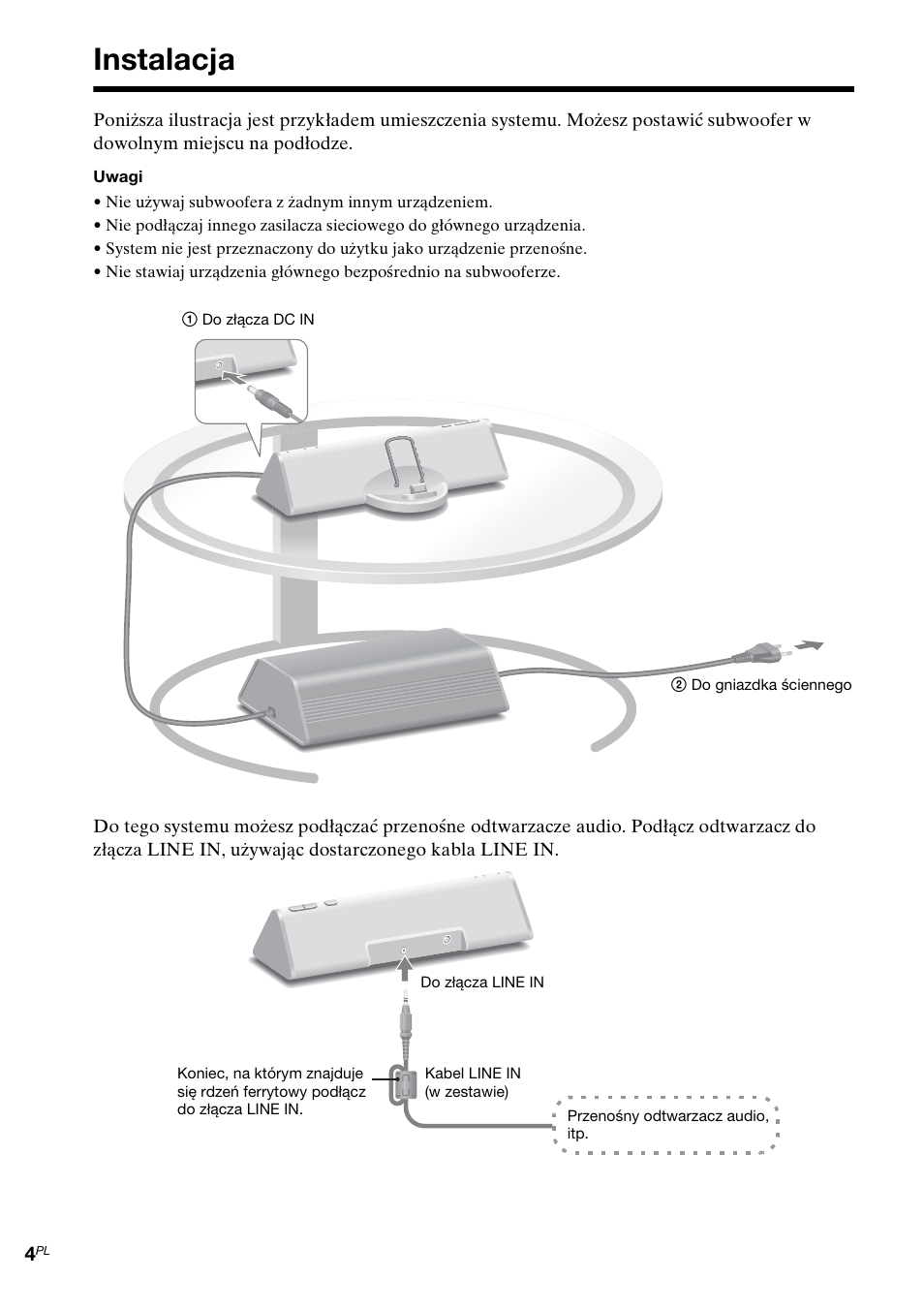 Instalacja | Sony CPF-NW001 User Manual | Page 60 / 100