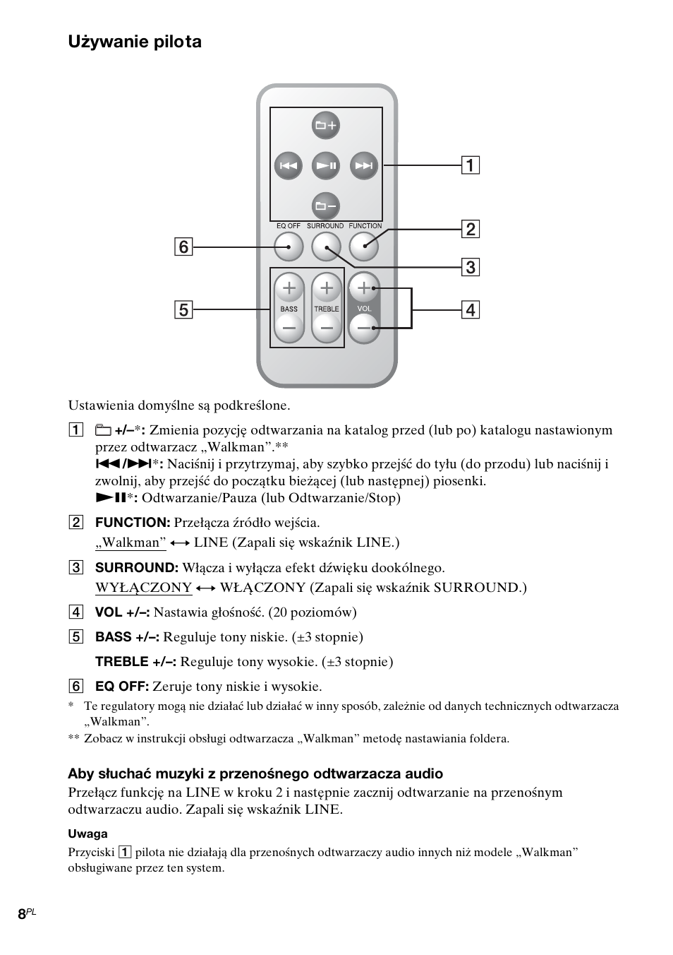 Używanie pilota | Sony CPF-NW001 User Manual | Page 64 / 100