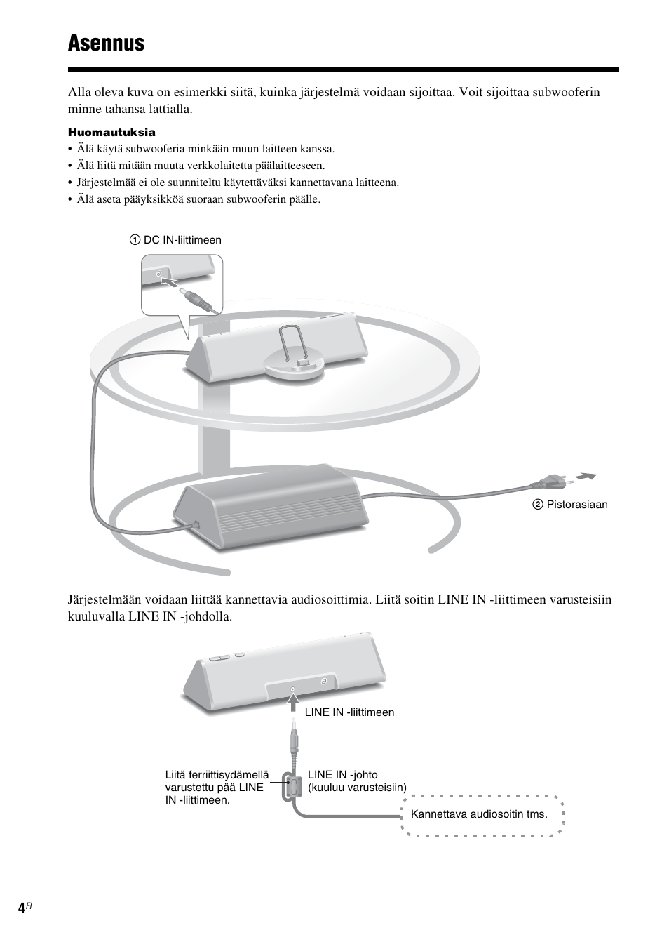 Asennus | Sony CPF-NW001 User Manual | Page 76 / 100