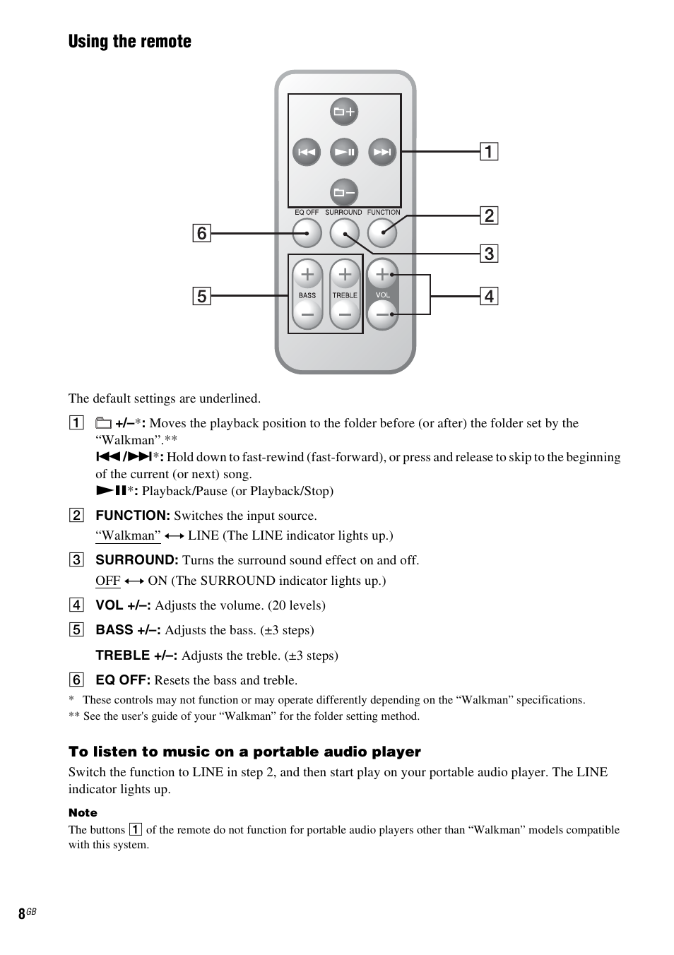 Using the remote | Sony CPF-NW001 User Manual | Page 8 / 100
