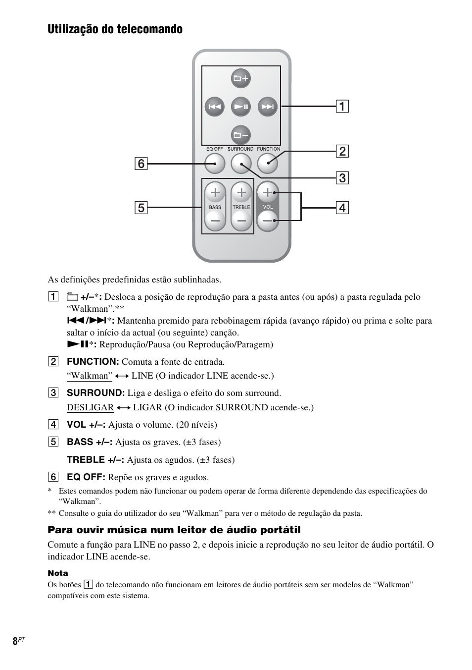 Utilização do telecomando | Sony CPF-NW001 User Manual | Page 88 / 100