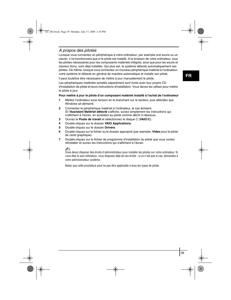 A propos des pilotes | Sony VGN-SZ3XRP User Manual | Page 41 / 80