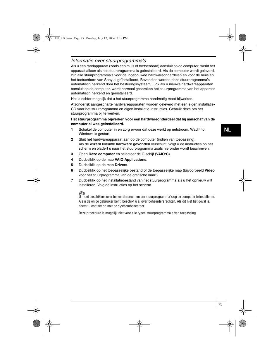 Informatie over stuurprogramma's | Sony VGN-SZ3XRP User Manual | Page 77 / 80