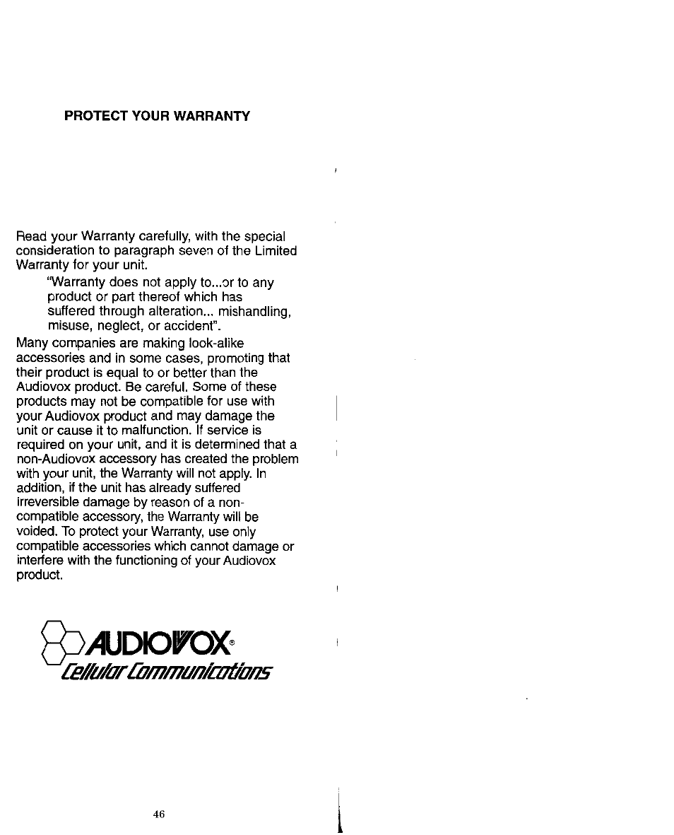 Protect your warranty, Ajdiorox | Audiovox MVX-850 User Manual | Page 24 / 24
