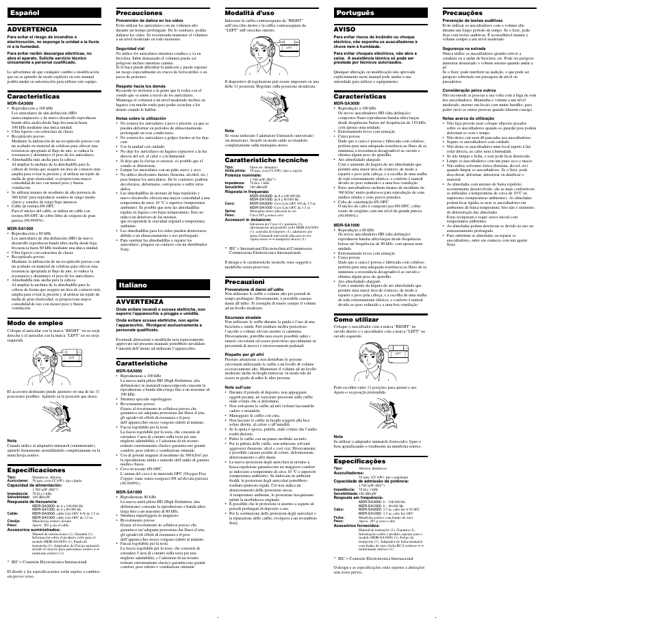 Sony MDR-SA1000 User Manual | Page 2 / 2