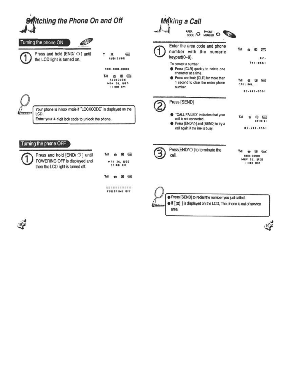 Máking a call, Making a call, Áftícwnjf tí7e phone on and off | Máking a call jj | Audiovox CDM120 User Manual | Page 10 / 41