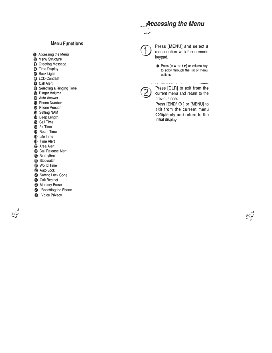 J^cessing the menu, Accessing the menu | Audiovox CDM120 User Manual | Page 20 / 41