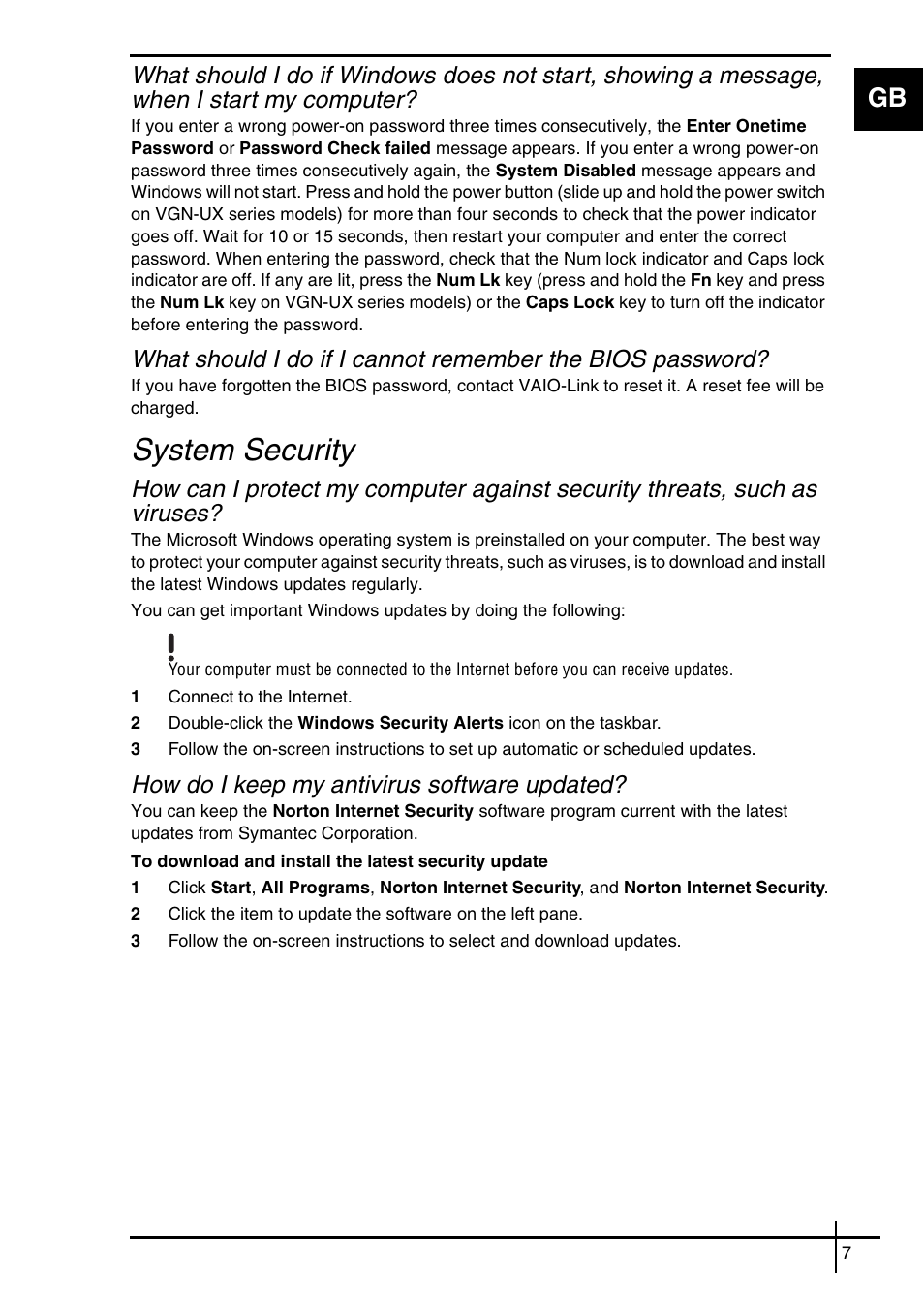 System security, How do i keep my antivirus software updated | Sony VGN-SZ62WN User Manual | Page 9 / 40