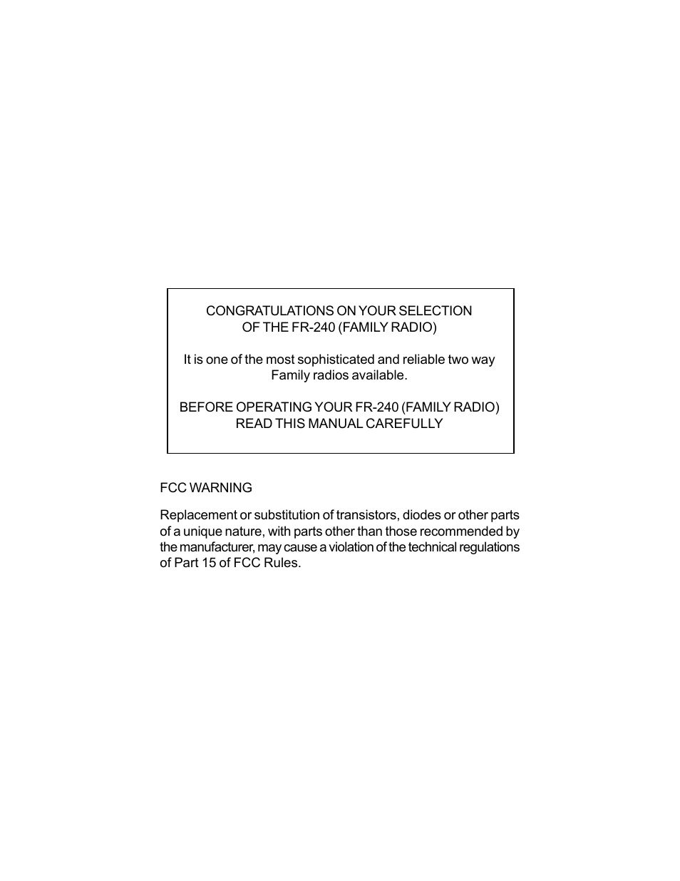 Audiovox FR-240 User Manual | Page 2 / 16