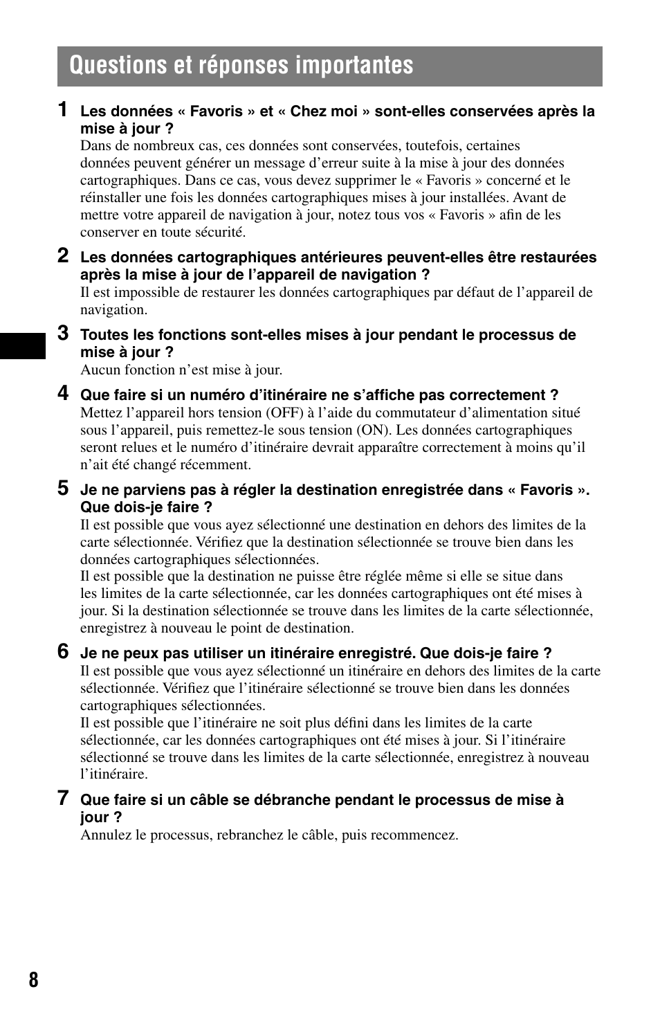 Questions et réponses importantes | Sony NVD-U03E User Manual | Page 24 / 51