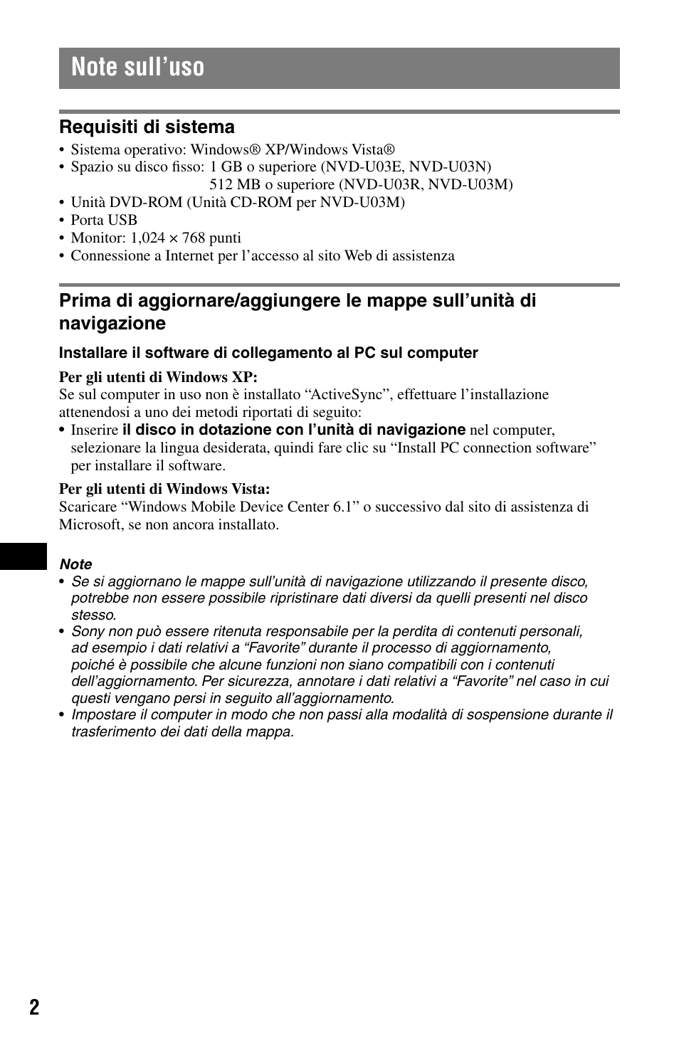 Requisiti di sistema | Sony NVD-U03E User Manual | Page 34 / 51