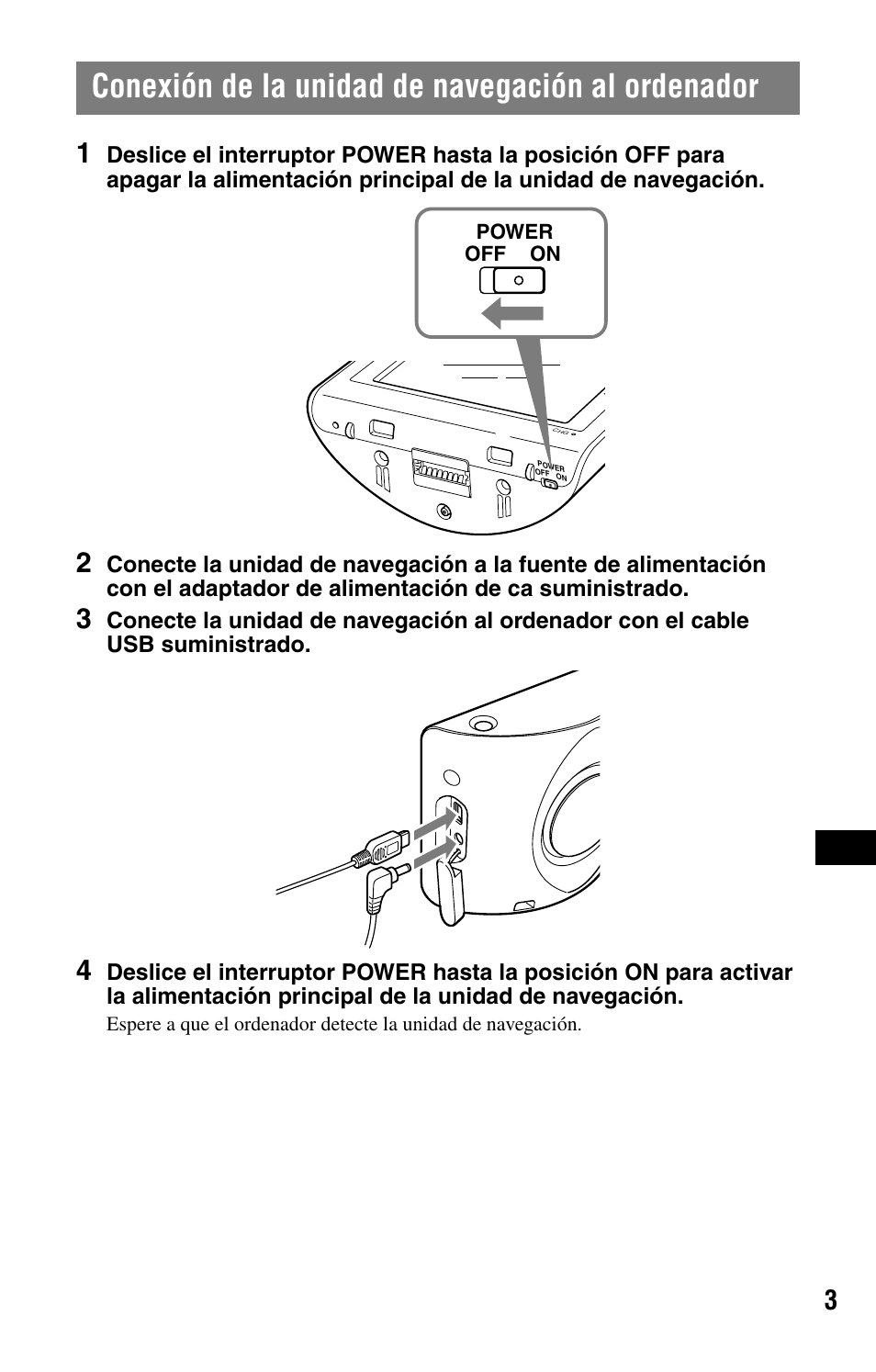 Conexión de la unidad de navegación al ordenador | Sony NVD-U03E User Manual | Page 43 / 51