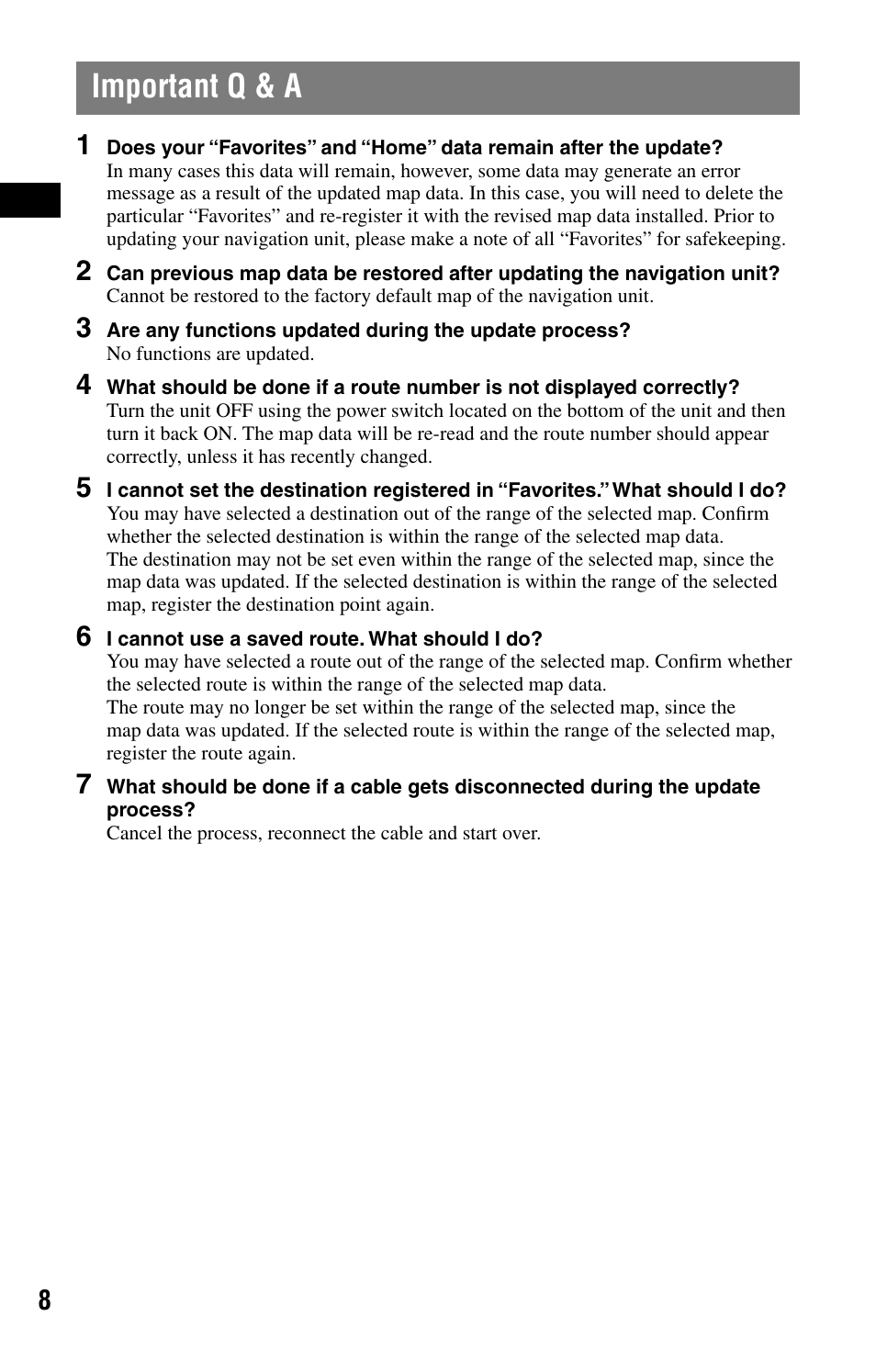 Important q & a | Sony NVD-U03E User Manual | Page 8 / 51