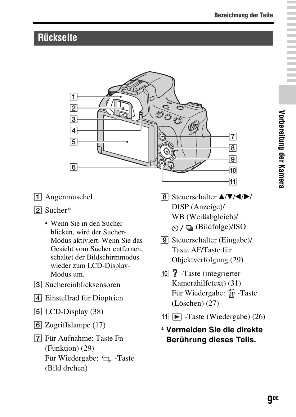 Rückseite | Sony SLT-A37 User Manual | Page 115 / 507