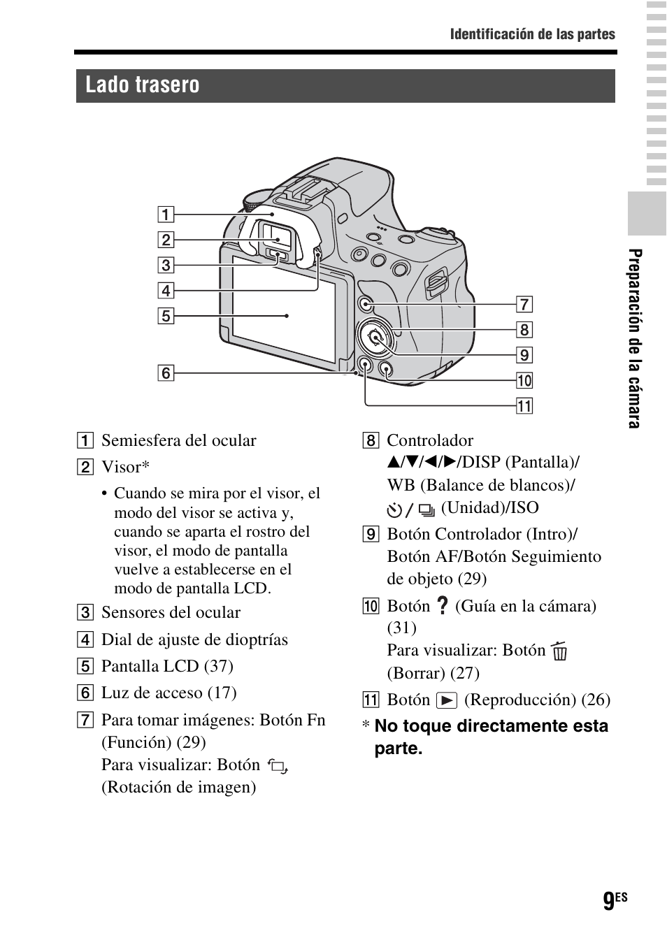 Lado trasero | Sony SLT-A37 User Manual | Page 167 / 507